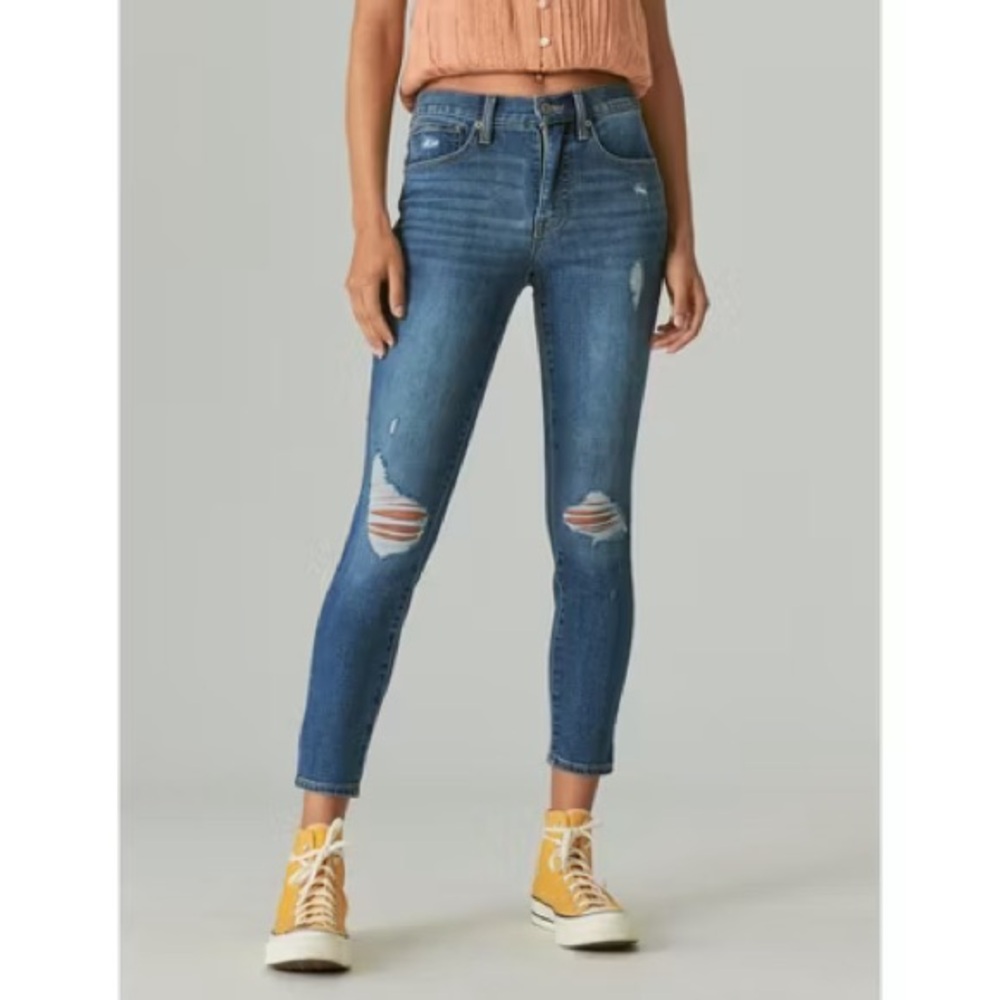 Lucky Women's distressed high rise cropped jeans